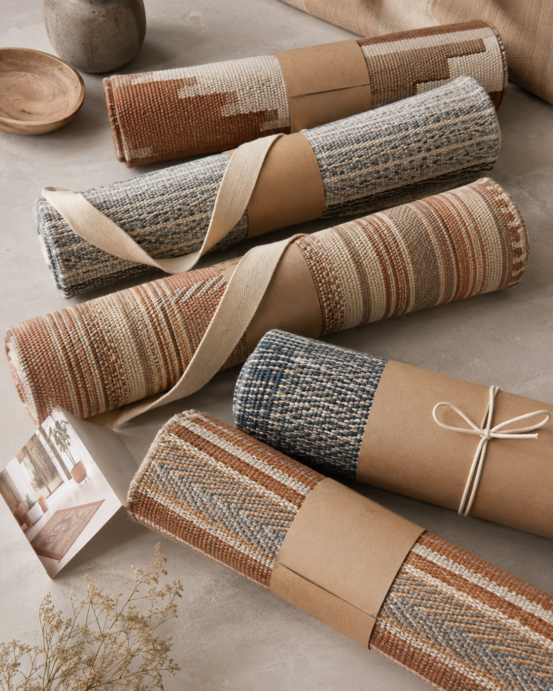 Rolled durries and rugs for packaging
