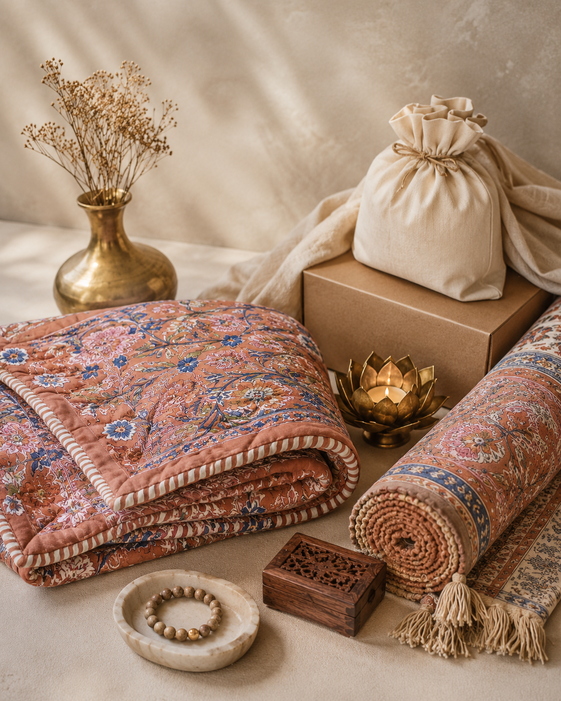 Designer block printed quilt collection