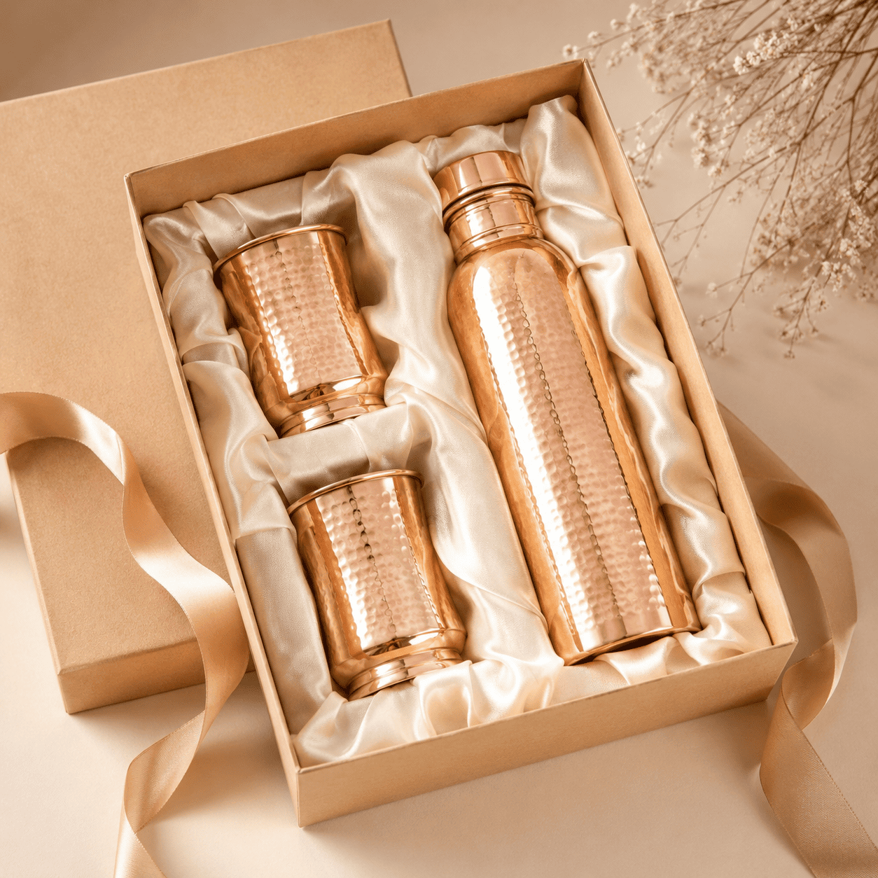 Brass bottle gift box set
