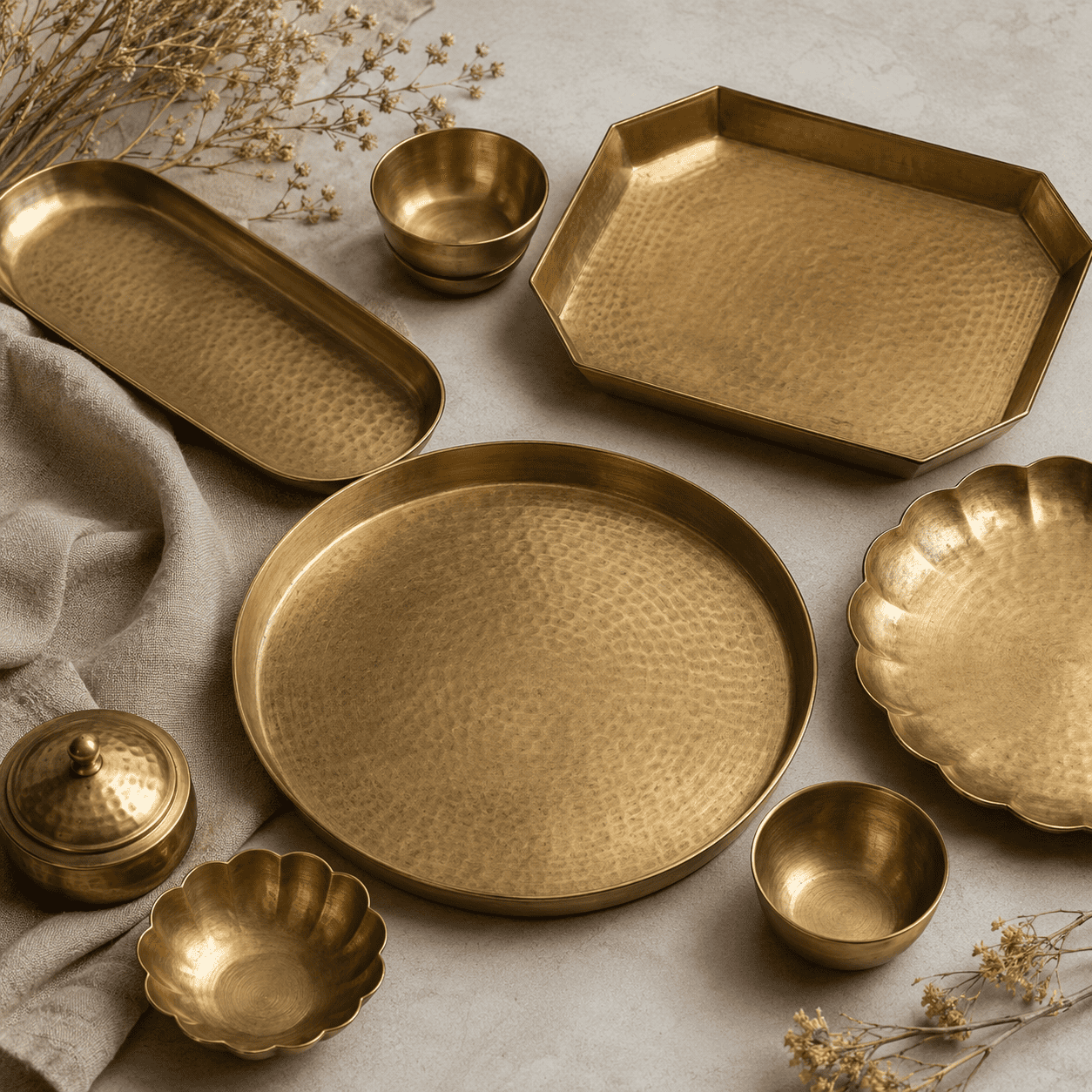 Brass plate and serveware