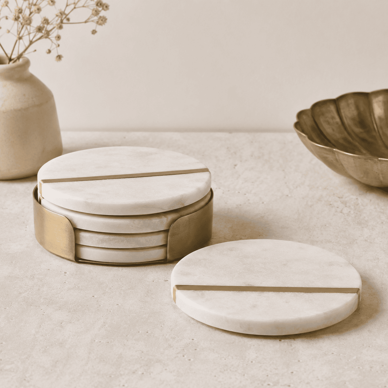 Marble coaster set