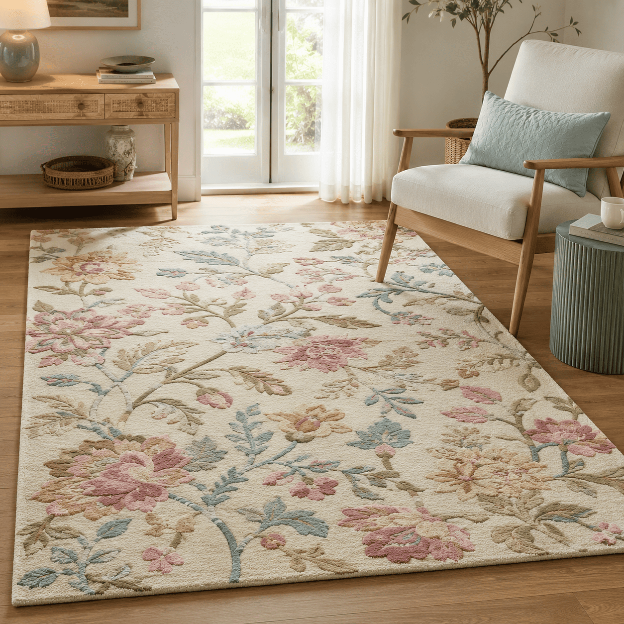 Floral rug for modern home interiors