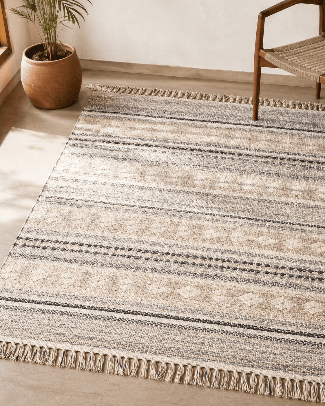 Neutral cotton rug and floor textile