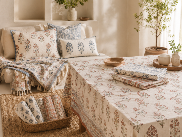Cotton bedding and cushion set