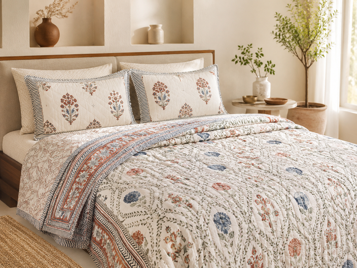 Premium cotton quilt with Jaipur block print design