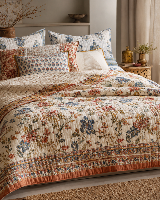 Jaipur block printed cotton quilt bedding from India