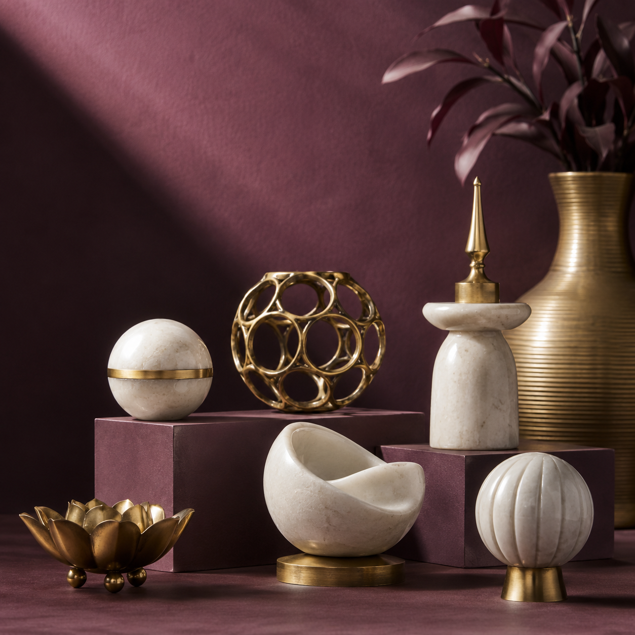Wellness decor and brass objects