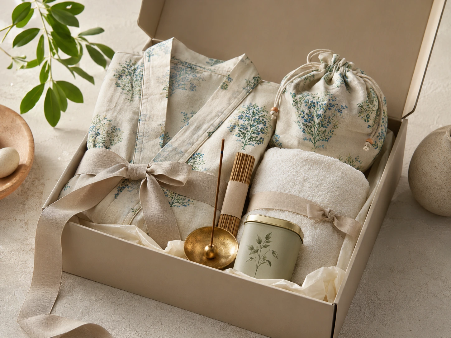 Textile and tea gift set