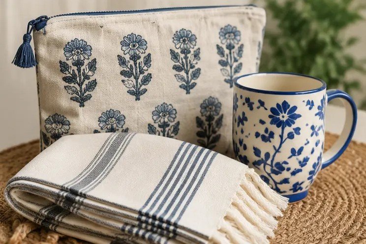 Textile and ceramic tea gift set