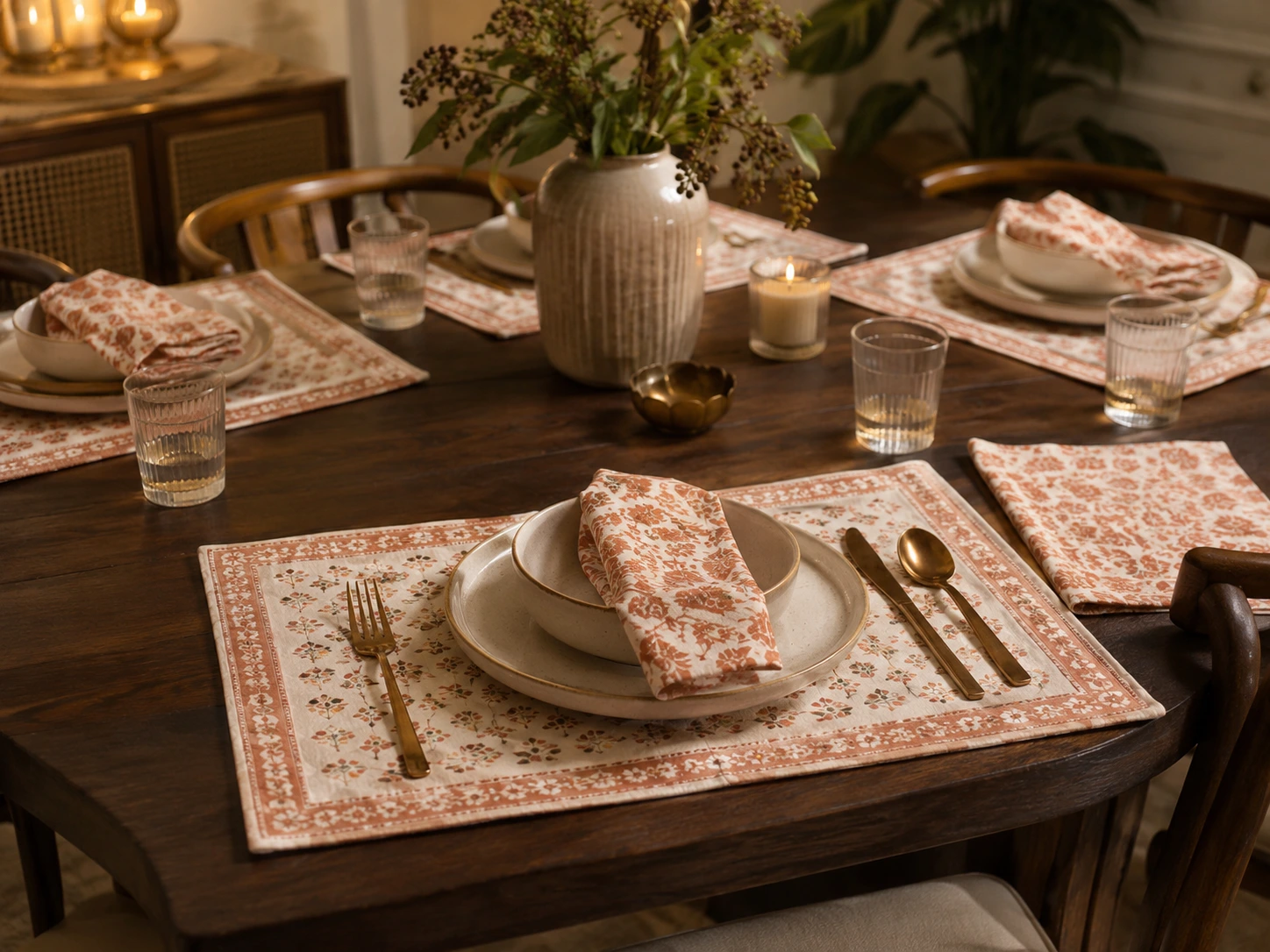 Coordinated dining textile styling