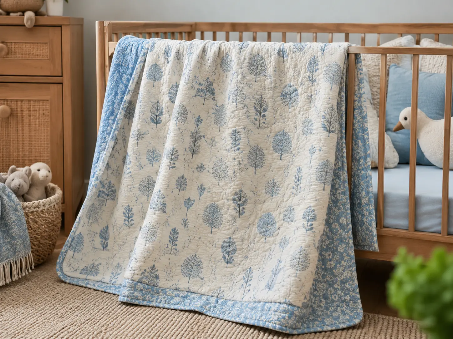 Blue baby quilt nursery