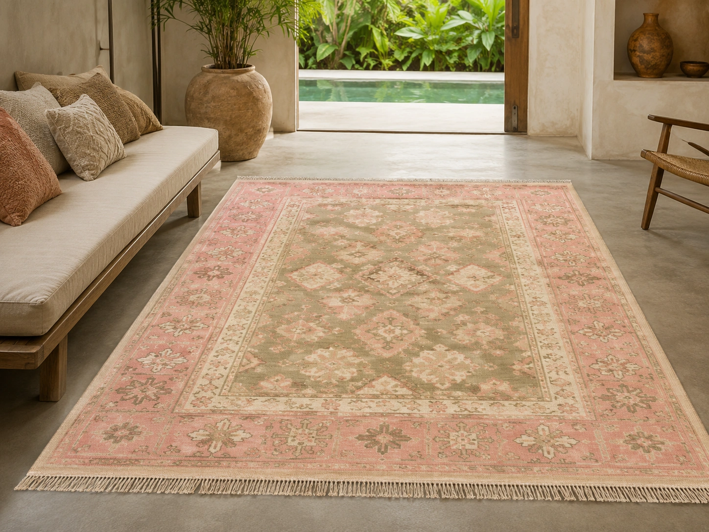 Cotton durrie pastel pink green room