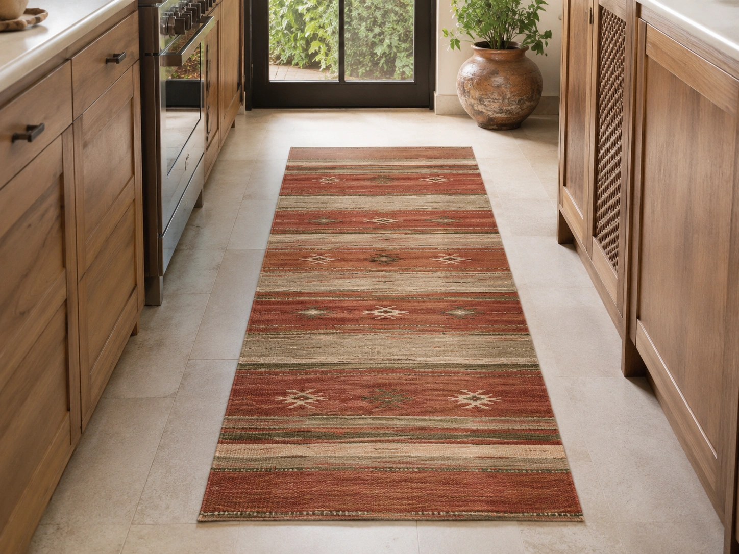 Rug runner rust kitchen