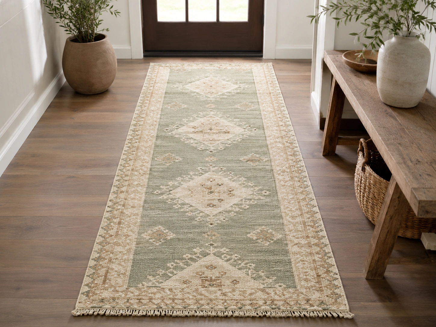 Rug runner sage entryway